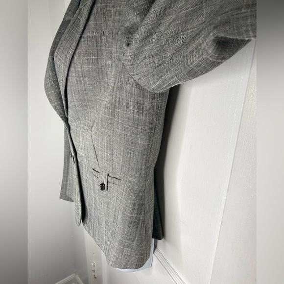 ALEX MARIE Women's Gray  Business Office Blazer Jacket with Black Buttons - Picture 8 of 11